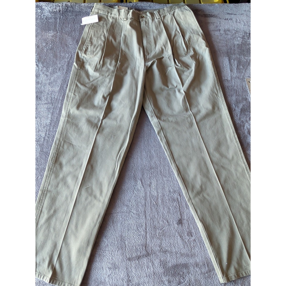 Bugle Boy Company Mens 36x32 Double Pleat Canvas Chinos River Green 90X9E399 NWT
